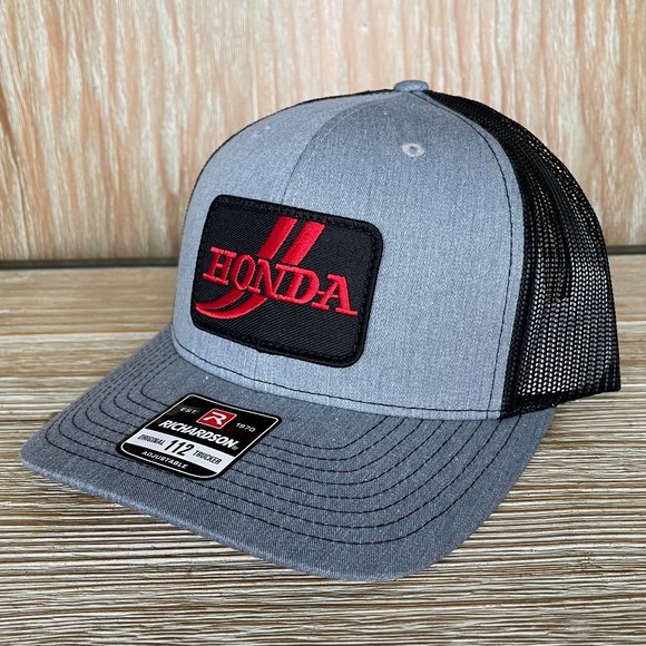 Vintage Honda Racing Patch Hat - Richardson 112 Heather Grey Trucker Cap - Picture 4 of 6